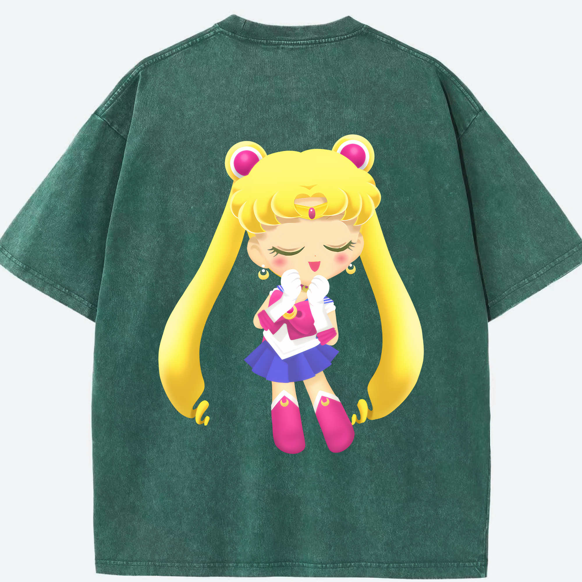 （画像用） 美少女戦士セーラームーン 月野 うさぎ つきの うさぎ Sailor Moon Tsukino Usagi 綿100% ヴィンテージ風 半袖Tシャツ（背面プリント）